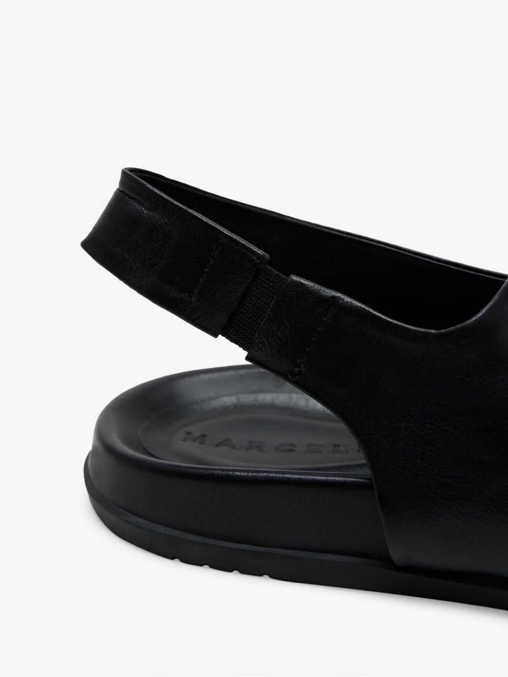 Marcella NYC Heidi Black Leather Cross-Band Slingback Sandals - Picture 5 of 11